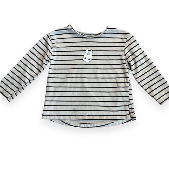 Zara Striped Bunny Graphic Tee 2-3 - Picture 1 of 7